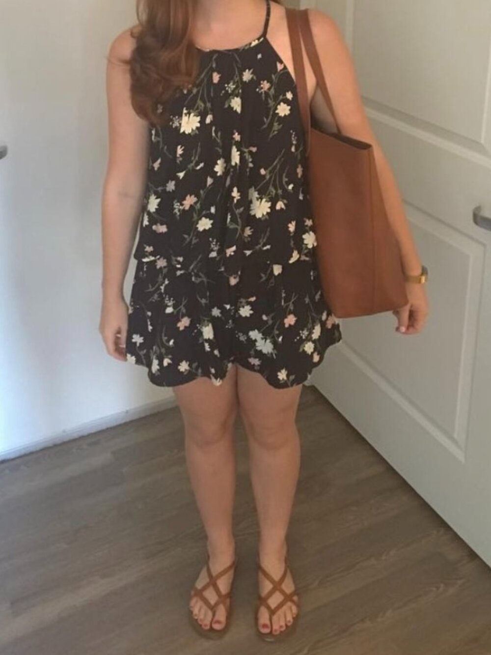 Navy Floral Flowy Romper